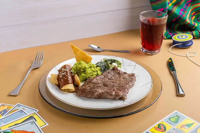 Menú 1. Arrachera a la tampiqueña.